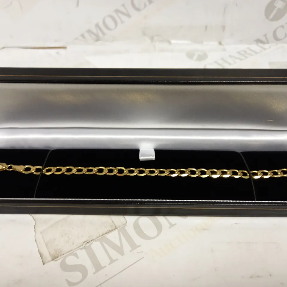 LOVE GOLD 9CT YELLOW GOLD SOLID DIAMOND CUT CURB BRACELET WEIGHING APPROXIMATELY 10G