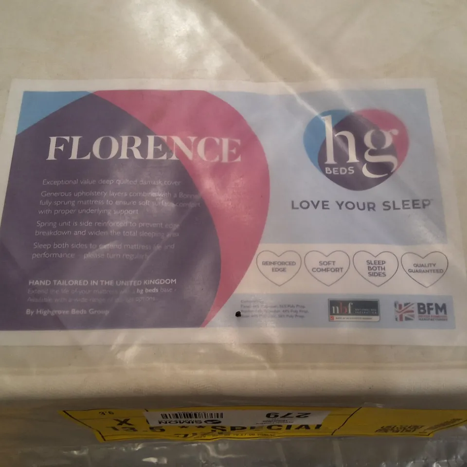 BAGGED HG BEDS FLORENCE MATTRESS - 3X6FT