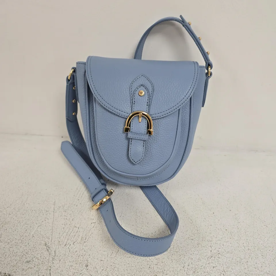 PAUL COSTELLOE LEATHER CROSSBODY BAG WITH FRONT POCKET IN BLUE