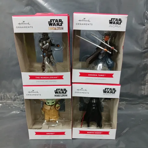 4 X BOXED HALLMARK ORNAMENTS STAR WARS FIGURINES 