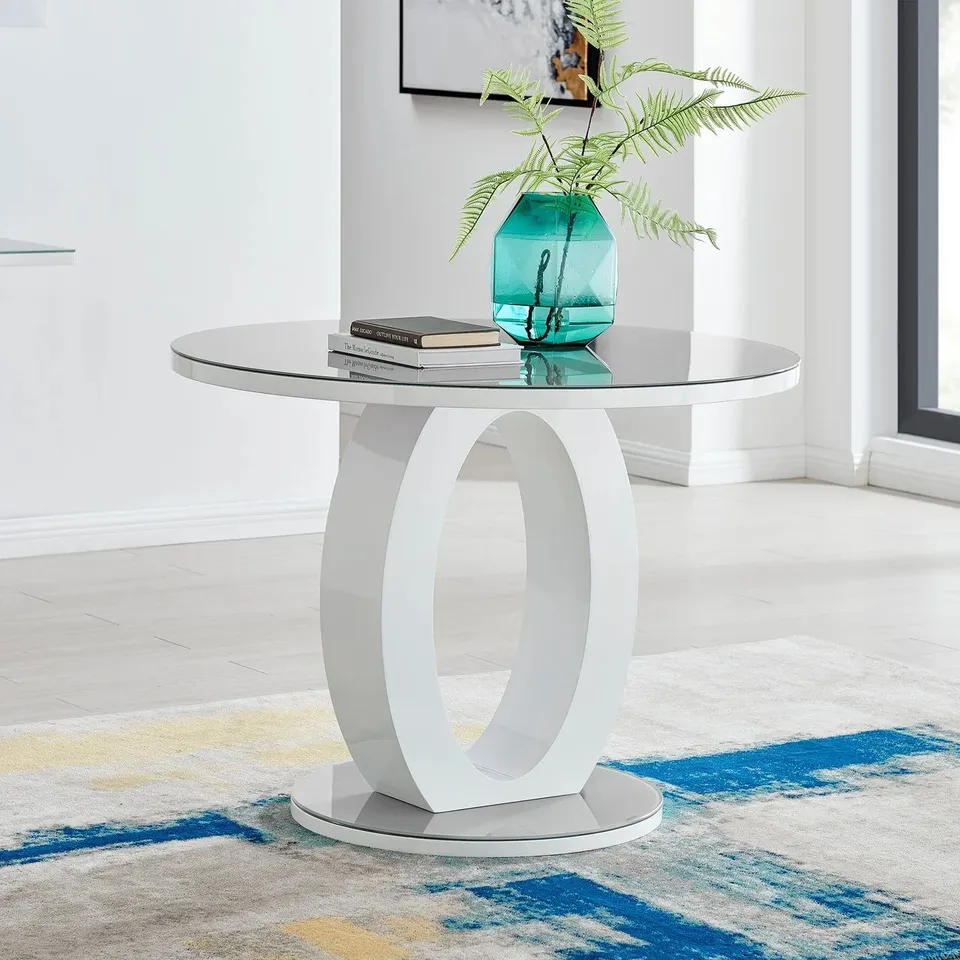 BOXED GIOVANI ROUND GREY 120CM TABLE (3 BOXES)