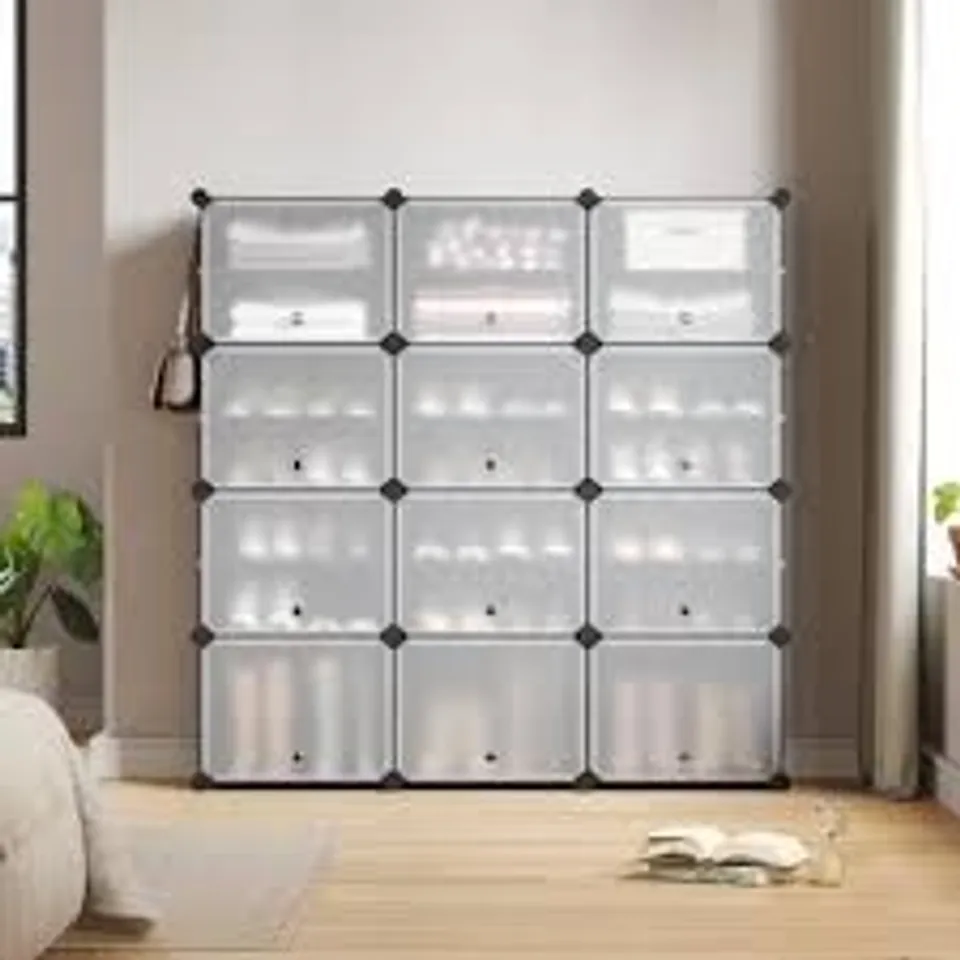 BOXED 42 PAIR STACKABLE SHOE STORAGE CABINET (1 BOX)