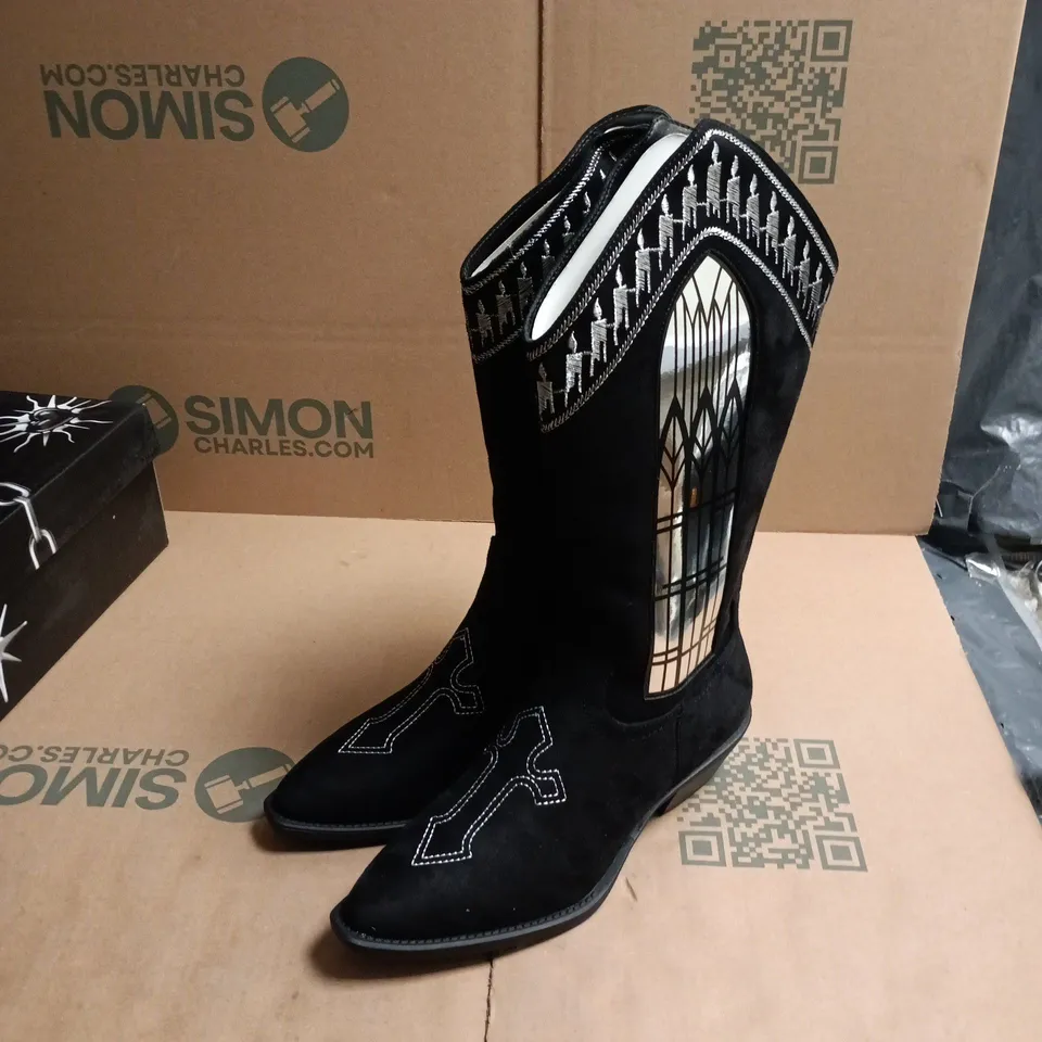 KOI BLACK SUEDE WESTERN BOOTS – UK SIZE 6