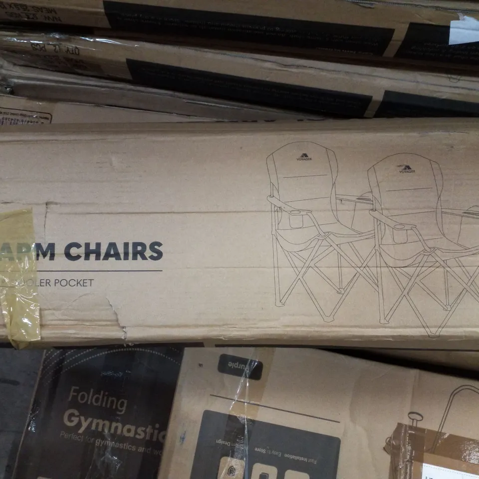 BOXED VOYAGER 2PK COOL ARM CHAIRS WITH CUPHOLDER & COOLER POCKET - GREY