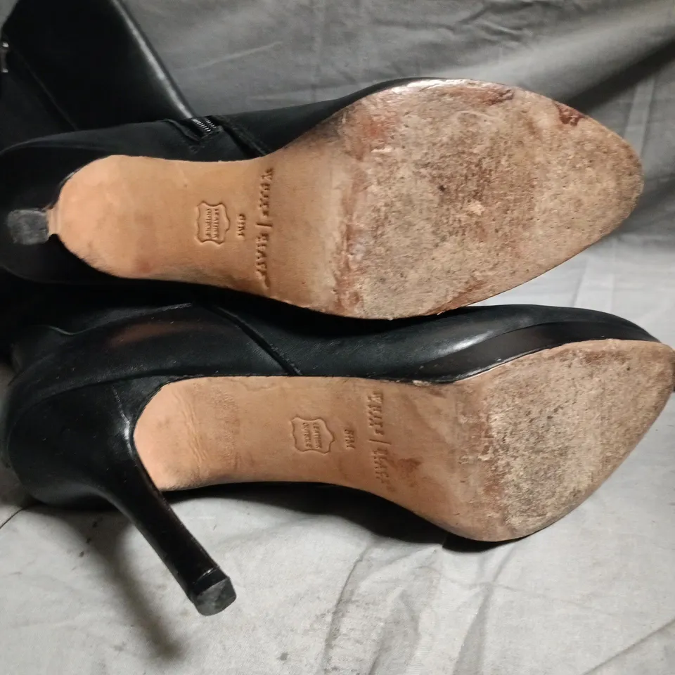 WHITE HOUSE BLACK MARKET WOMEN'S BLACK LEATHER KNEE-HIGH BOOTS WITH SIDE ZIP – STILETTO HEEL - 8.5 m