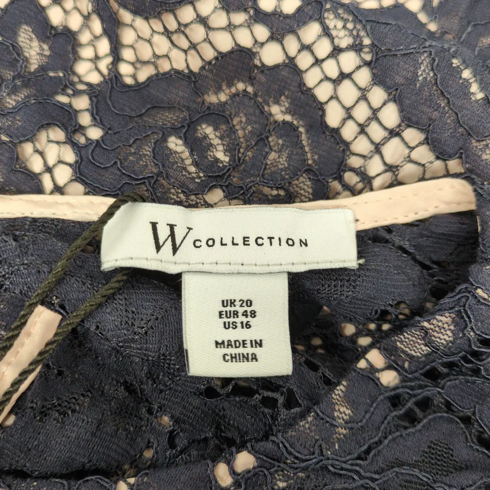 UK 20 W COLLECTION NAVY LACE MIDI DRESS