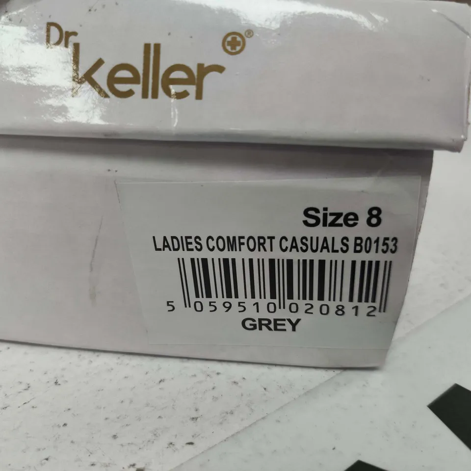  BOXED PAIR OF DR KELLER LADIES COMFORT CASUALS GREY – UK SIZE 8