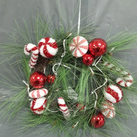 BOXED CANDY CANE CHRISTMAS WREATH