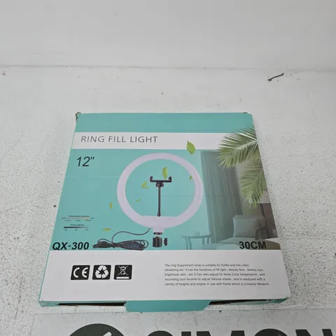 LED RING LIGHT 12" (30 CM) QX-300 WITH PHONE HOLDER – BOXED