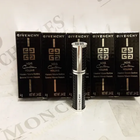LOT OF 5 X 4G GIVENCHY NOIR COUTURE VOLUME MASCARA - N°1 BLACK TAFFETA
