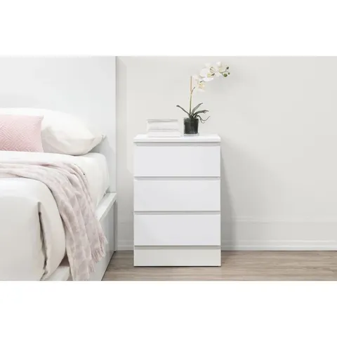 BOXED MARQITA 3 DRAWER BEDSIDE TABLE (1 BOX)