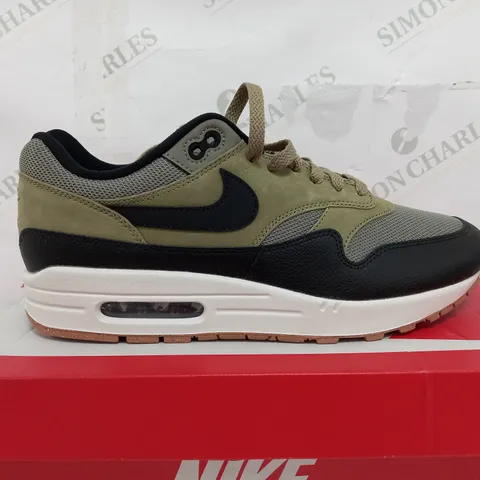 BOXED PAIR OF NIKE AIR MAX 1 IN DARK STUCCO & DARK PHANTOM - UK 9.5