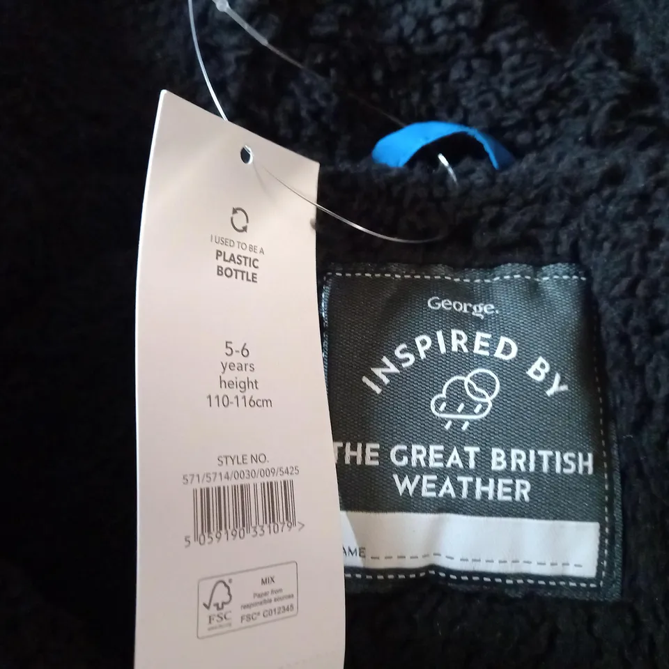 GEORGE UNLIMITED HOODED AND PADDED COAT - BLUE SIZE 5-6 YEARS