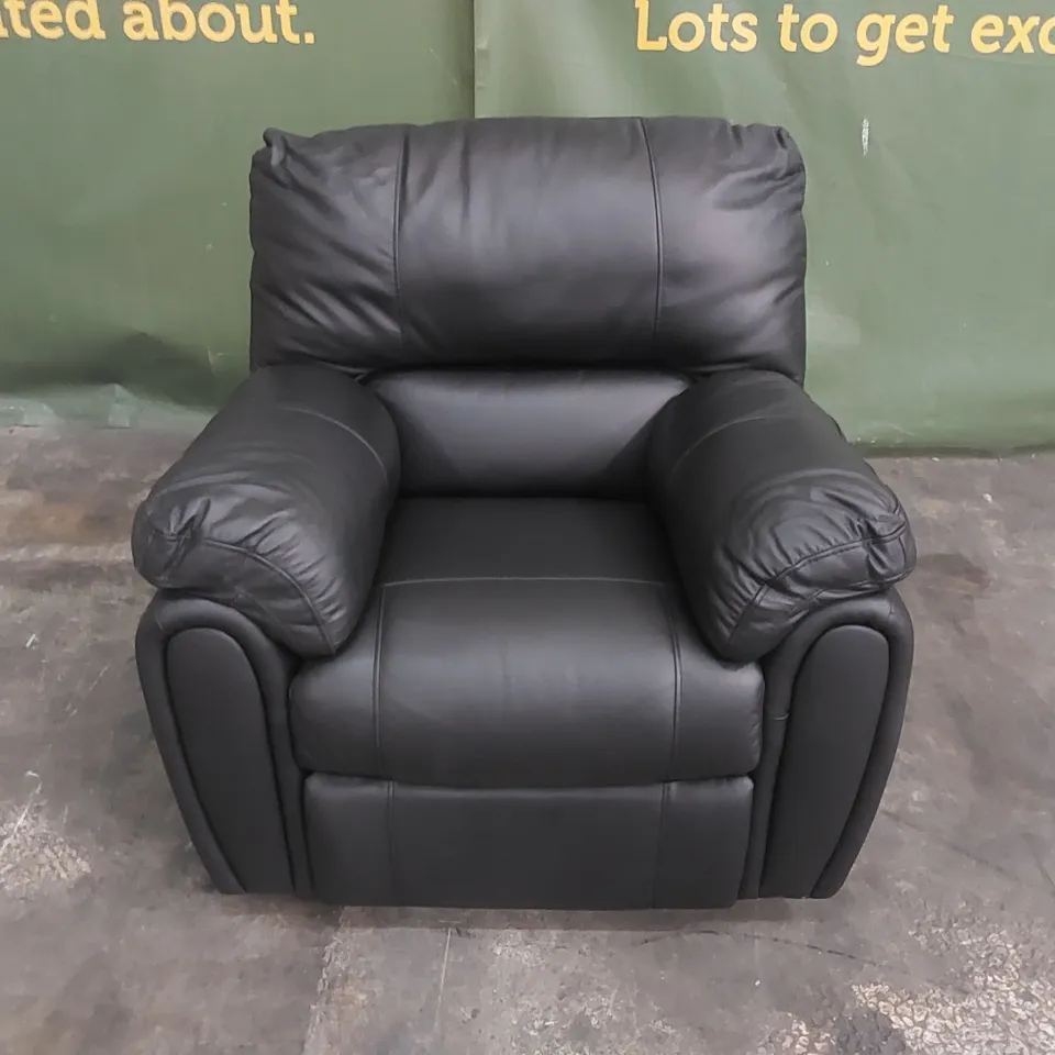 DESIGNER BLACK FAUX LEATHER ELECTRIC RECLINER CHAIR 