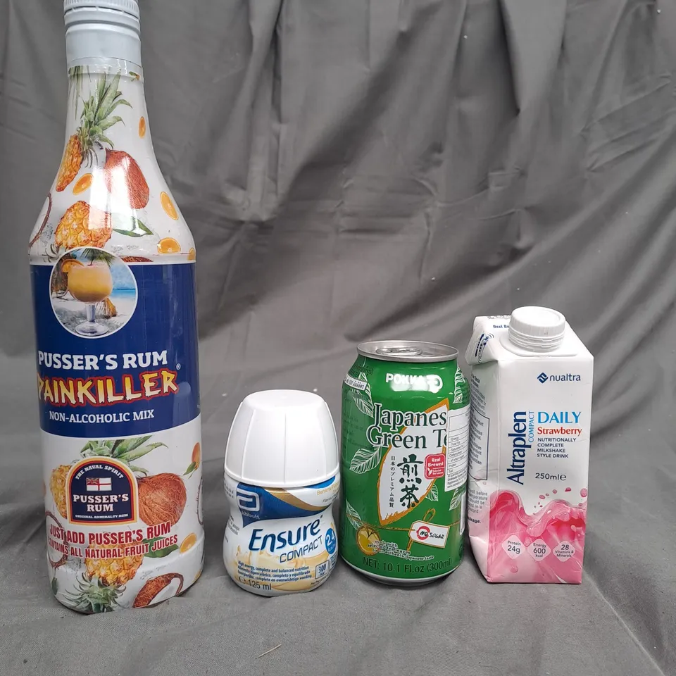 BOX OF APPROXIMATELY 15 ITEMS TO INCLUDE JAPANESE GREEN TEA, NON ALCOHOLIC MIX, STRAWBERRY MILKSHAKE ETC