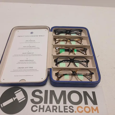 SET OF 5 DESIGNER BLOOBLOOM EYEGLASSES FRAMES IN BLUE CASE 