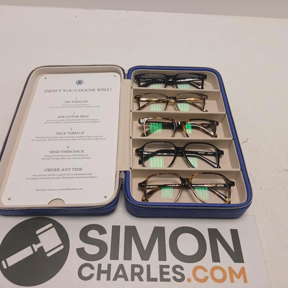 SET OF 5 DESIGNER BLOOBLOOM EYEGLASSES FRAMES IN BLUE CASE 