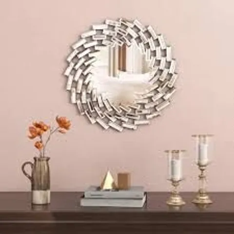 BOXED SHYFOY ROUND MIRROR, BEVELED GLASS WALL ACCENT MIRROR (1 BOX)