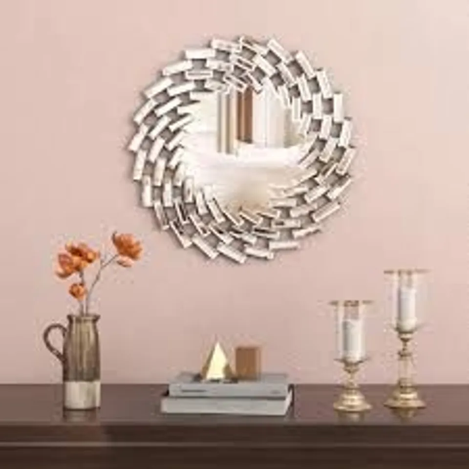 BOXED SHYFOY ROUND MIRROR, BEVELED GLASS WALL ACCENT MIRROR (1 BOX)