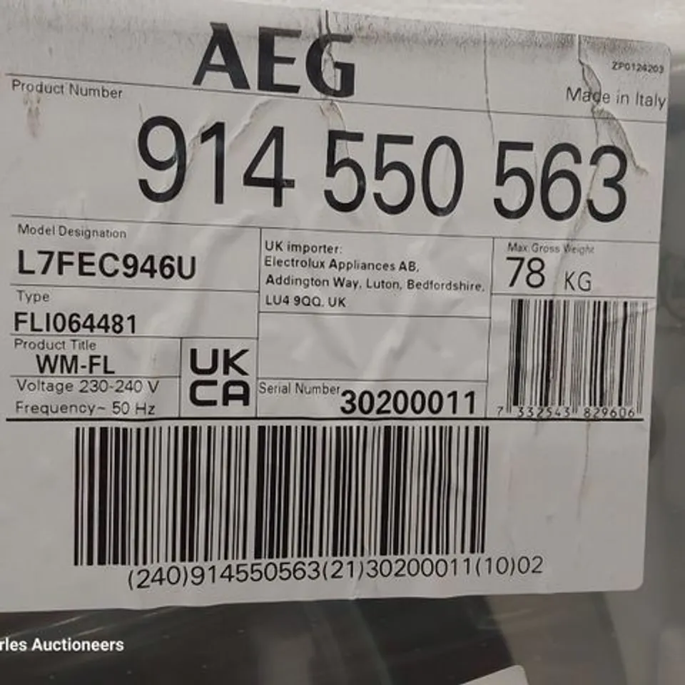 AEG 7000 PRO STEAM UNIVERSAL DOSE 8Kg WASHING MACHINE WHITE Model L7FEC946U RRP £834