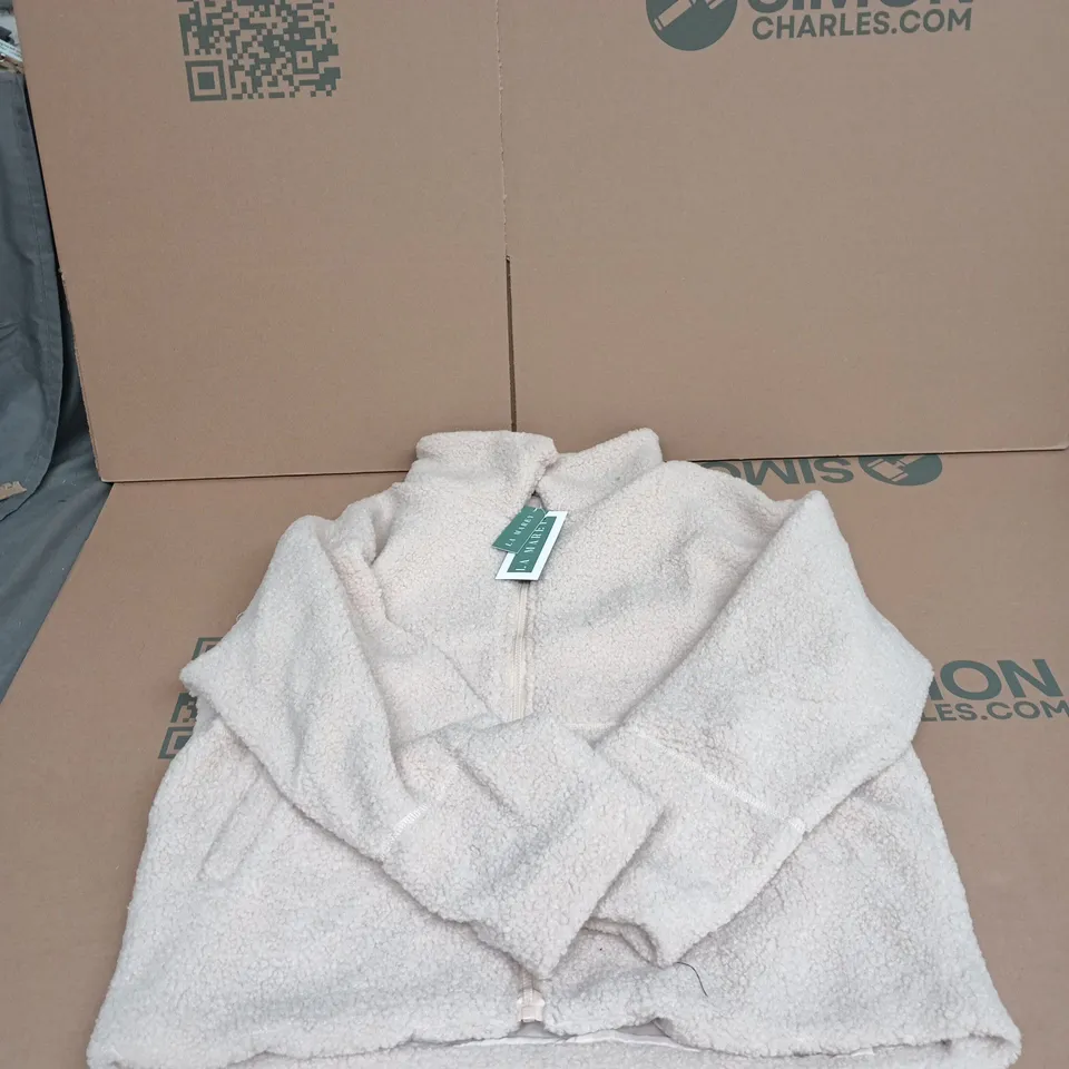 LA MAREY WOMEN'S CREAM SHERPA FLEECE JACKET – ZIP FRONT, SIZE L TAGGED