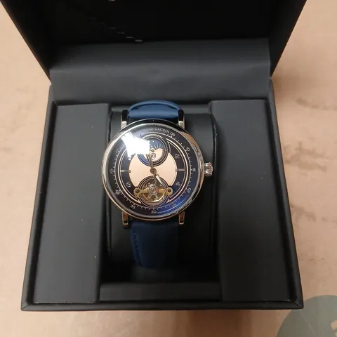 RAYMOND GAUDIN WRISTWATCH – SKELETON DIAL, BLUE STRAP, PRESENTATION BOX