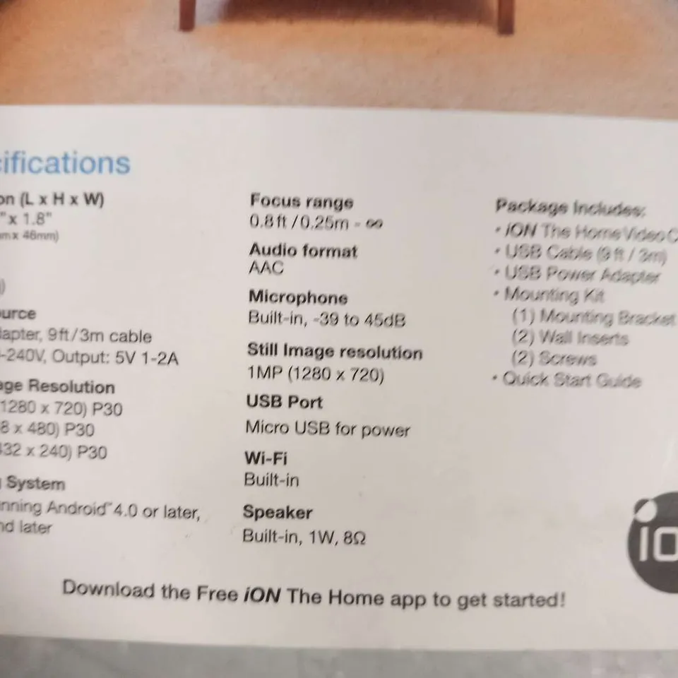 BOXED ION WI-FI VIDEO CAMERA THE HOME HD 720P
