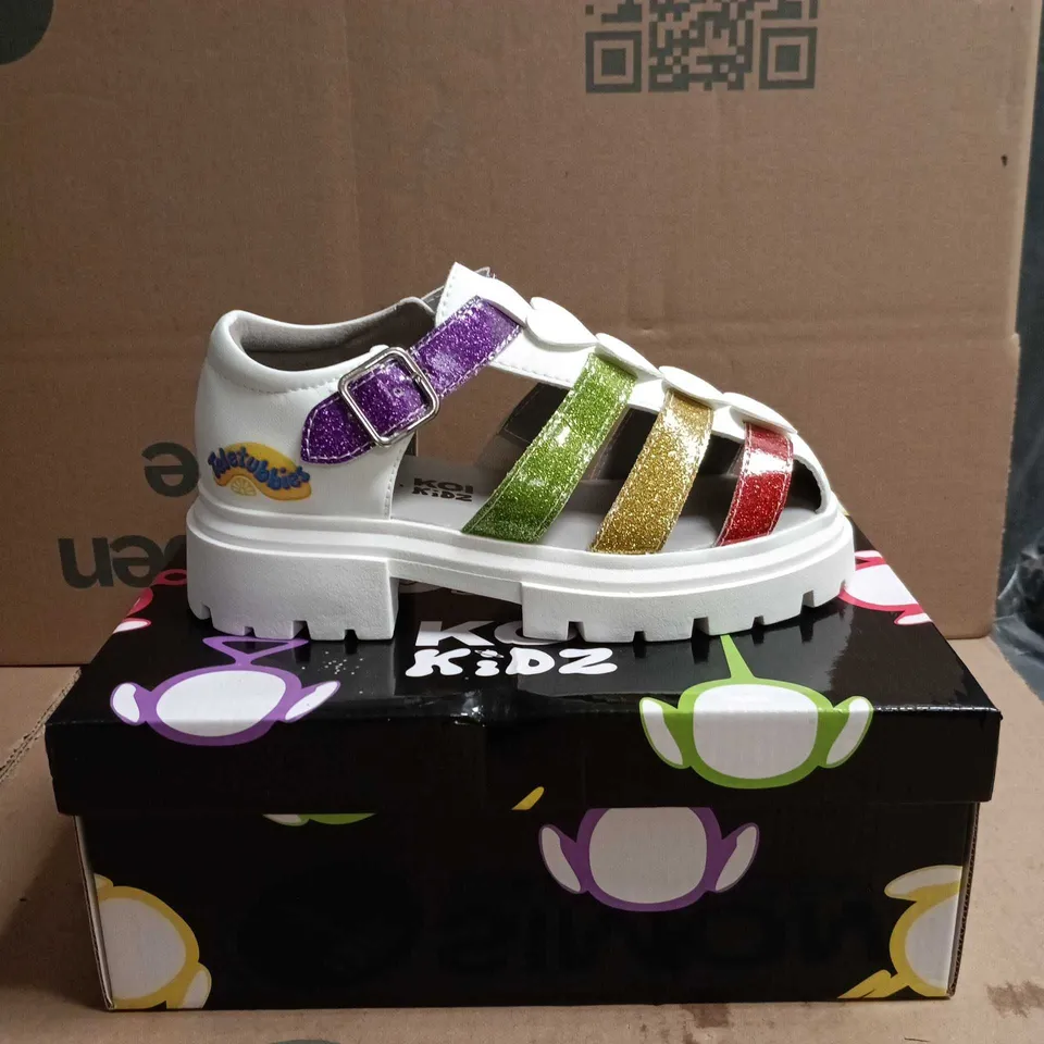 KOI KIDZ TELETUBBIES GLITTER TRUMPETS SANDALS WHITE MULTI SIZE 13