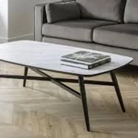 BOXED JULIAN BOWEN CARUSO MARBLE EFFECT COFFEE TABLE - BLACK (1 BOX)