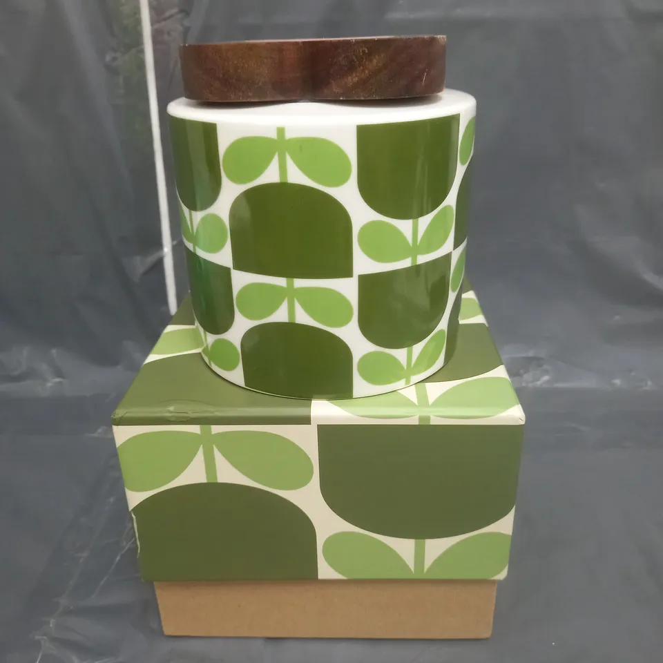 ORLA KIELY CERAMIC STORAGE JAR GREEN FLORAL DESIGN - COLLECTION ONLY