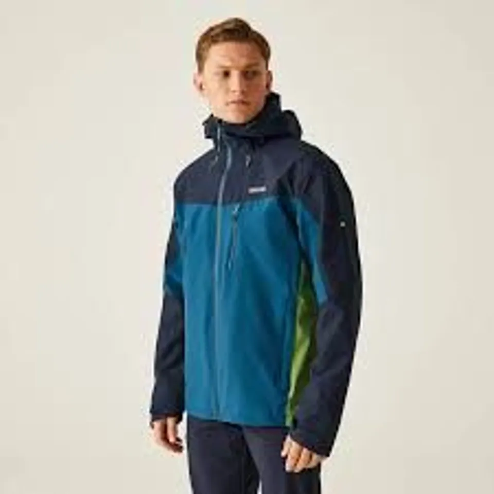 BRAND NEW REGATTA MEN'S BIRCHDALE RAIN JACKET IN BLUE & NAVY - UK XXL