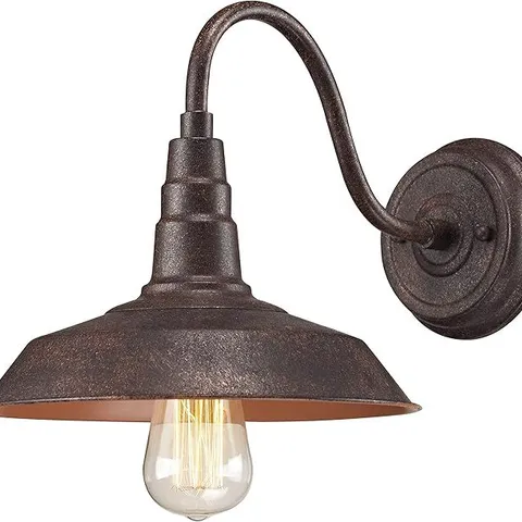 BOXED ELK LIGHTING LAWSON 1 LIGHT ARMED SCONCE, WEATHERED BRONZE 25CM H X 25CM W