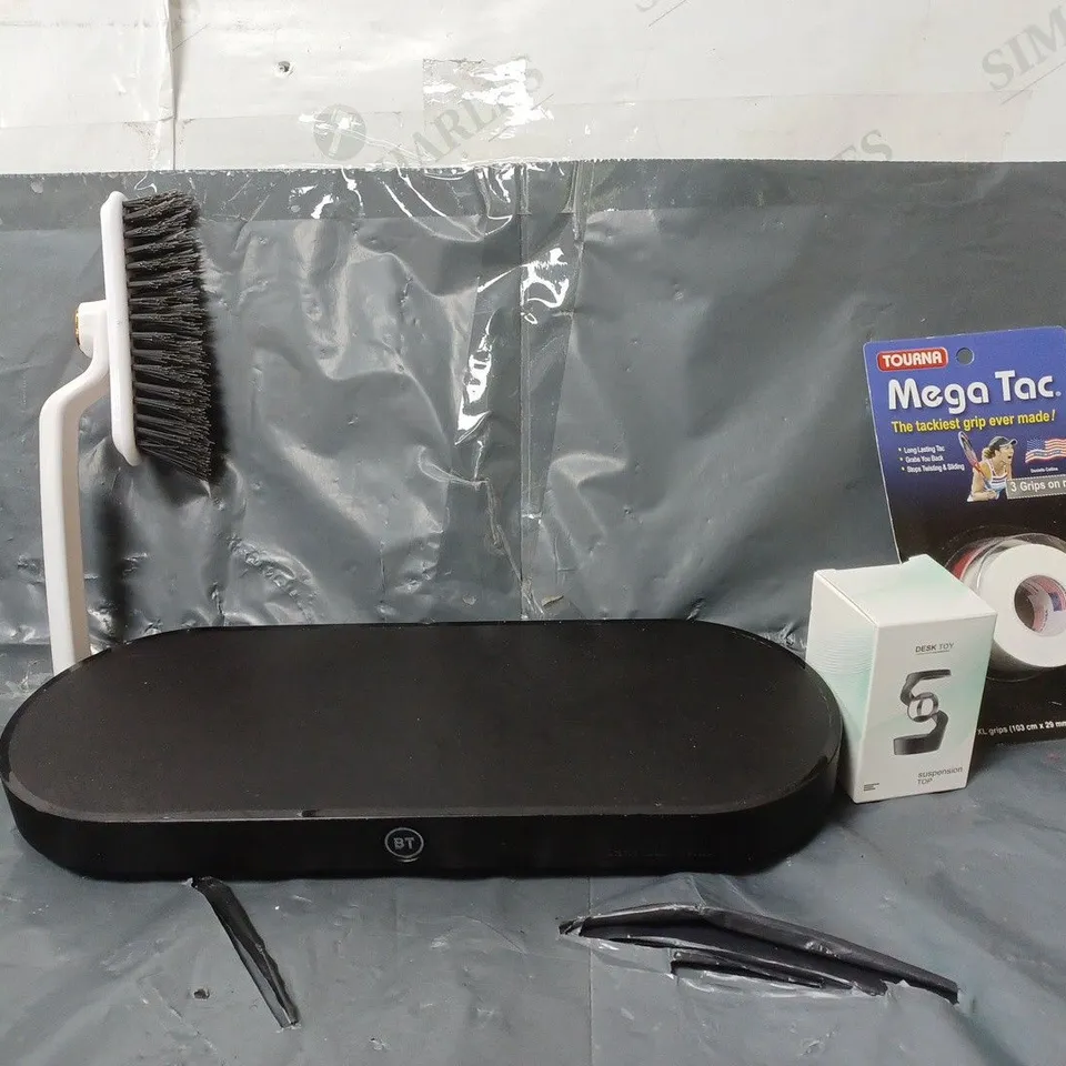 BOX OF APPROXIMATELY 15 ASSORTED ITEMS TO INCLUDE - MEGA TAC , DESK TOY , BT TV BOX PRO ETC