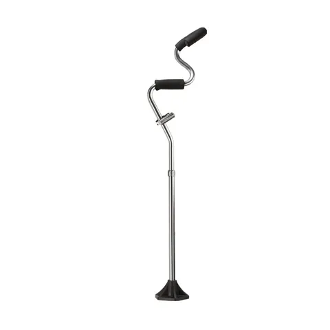 STRONG ARM COMFORT CANE WITH STANDING BASE & LIGHT IN BLACK