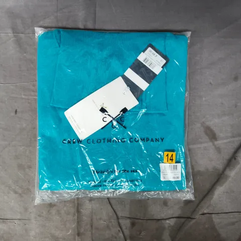 BAGGED CREW CLOTHING COMPANY MERINO WOOL LIBBY ROLL NECK TOP IN BLUE SIZE 14