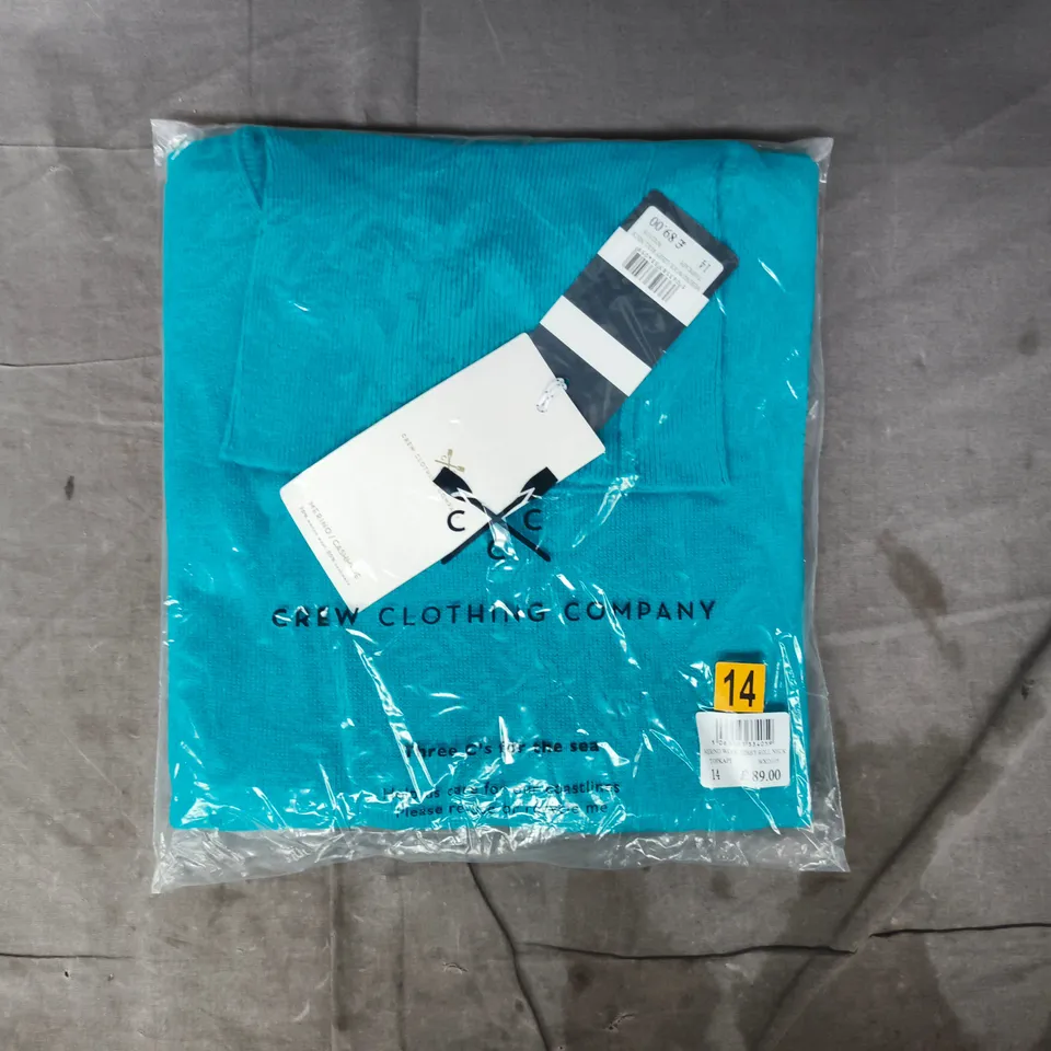 BAGGED CREW CLOTHING COMPANY MERINO WOOL LIBBY ROLL NECK TOP IN BLUE SIZE 14