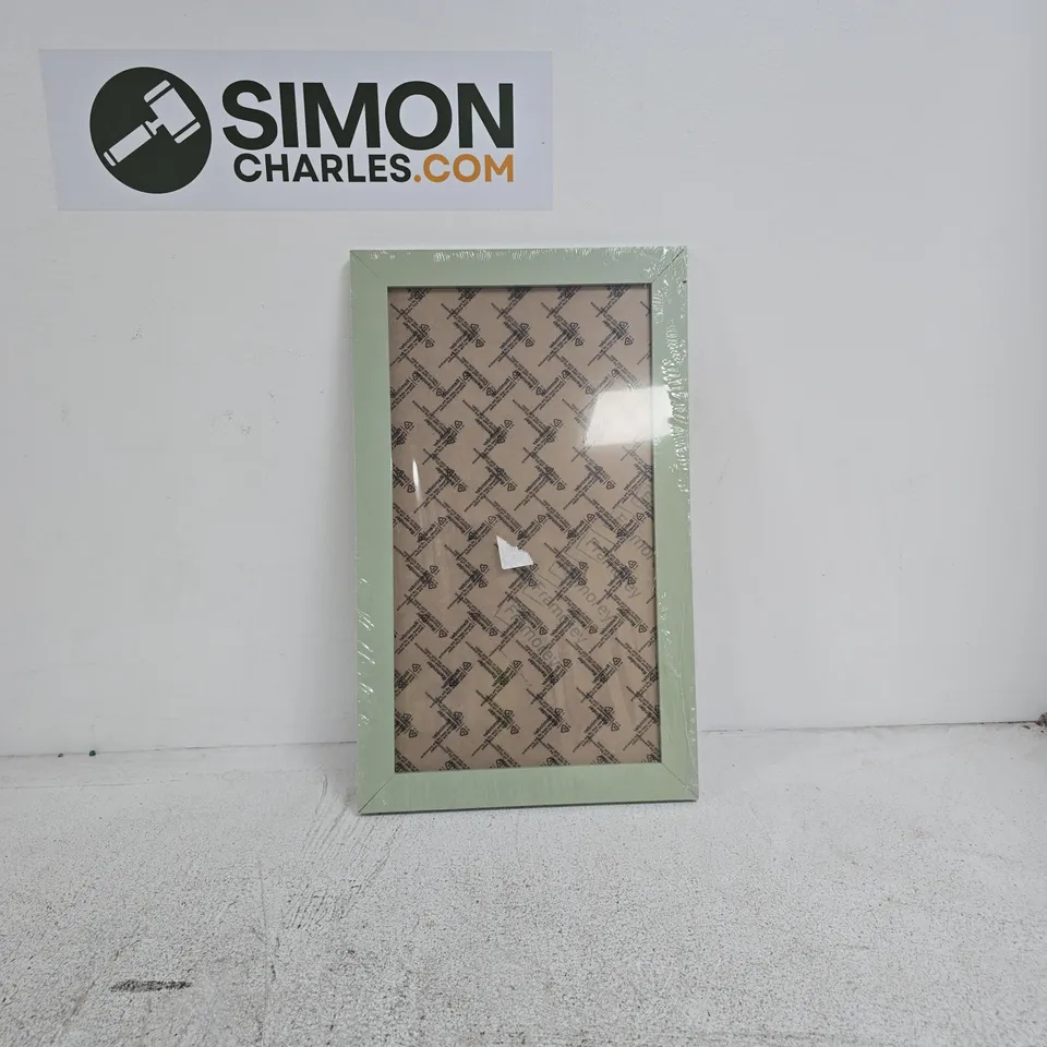 GREEN WOODEN FRAME 18 X 11IN APPROXIMATELY