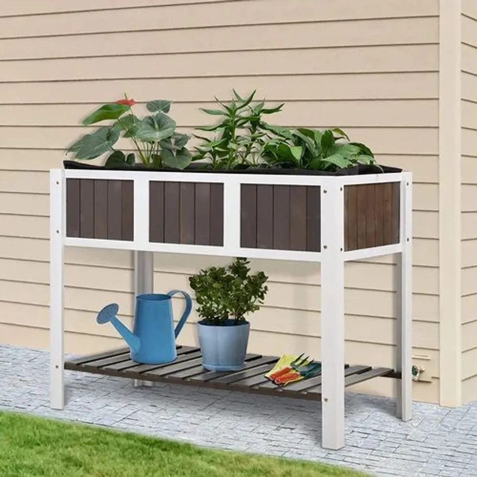 BOXED OSWALT 119CM X 57CM WOODEN RAISED FLOWER BED (1 BOX)