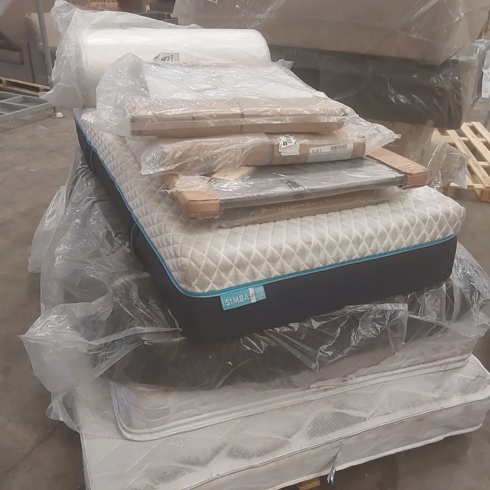 PALLET CONTAINING APPROXIMATELY 5x ASSORTED MATTRESSES AND 4x HEADBOARDS