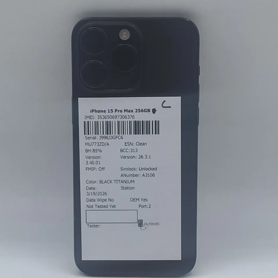 UNBOXED APPLE IPHONE 15 PRO MAX 256GB IN BLACK TITANIUM - A3106
