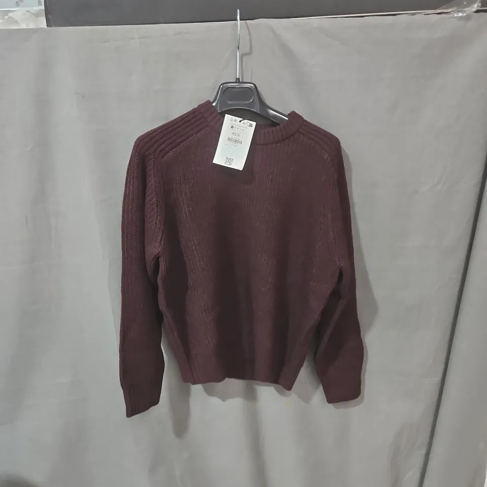 BERSHKA BURGUNDY KNIT SWEATER – UK 6 (EU XS), WOMEN’S