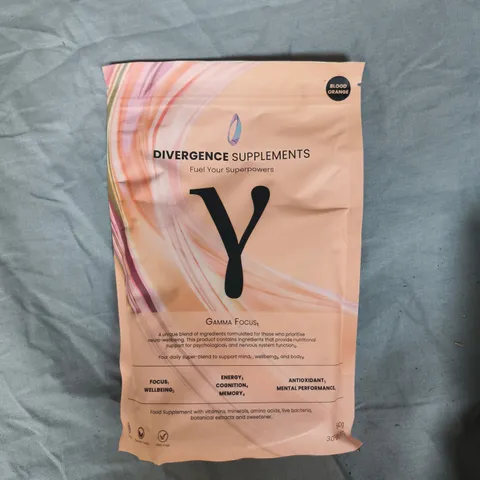 8 X DIVERGENCE SUPPLEMENTS GAMMA FOCUS FOOD SUPPLEMENTS - BLOOD ORANGE - 540G