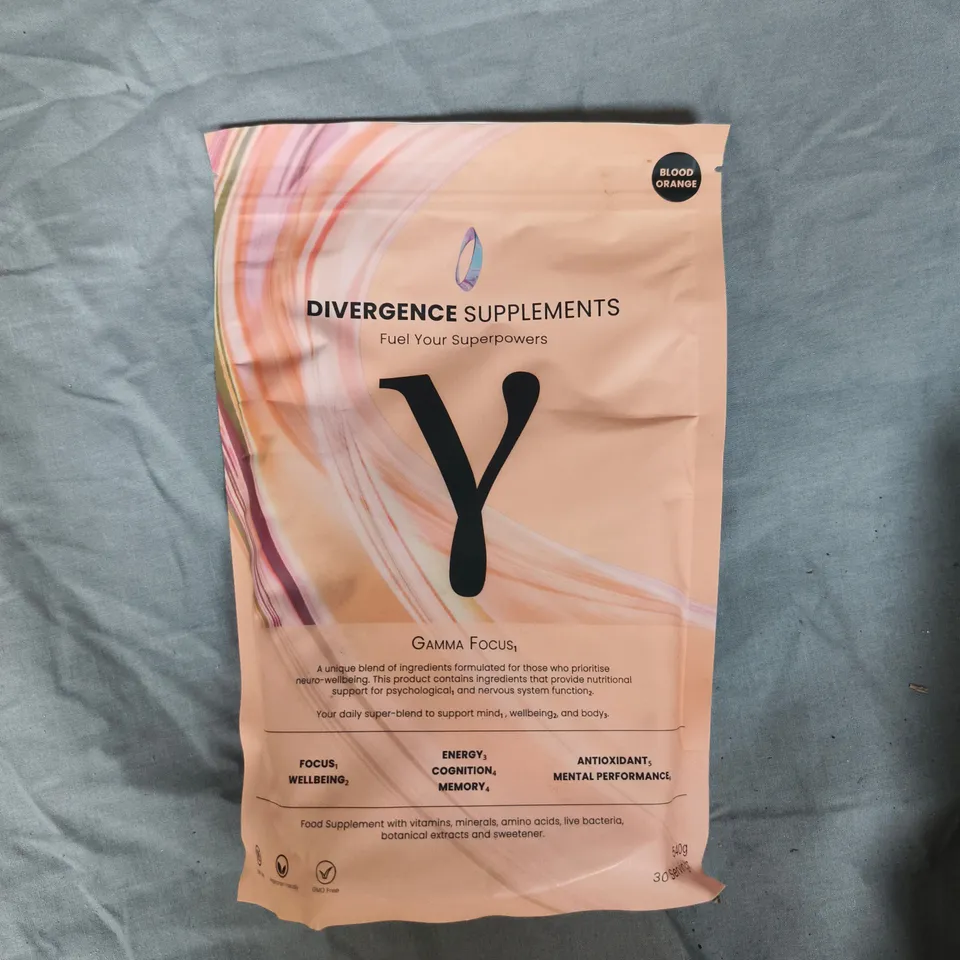 8 X DIVERGENCE SUPPLEMENTS GAMMA FOCUS FOOD SUPPLEMENTS - BLOOD ORANGE - 540G