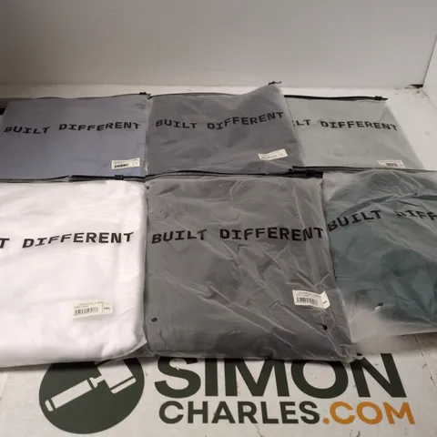 SET OF APPROXIMATELY 20 ASSORTED BUILT DIFFERENT T-SHIRTS/SHIRTS IN VARIOUS COLOURS AND SIZES