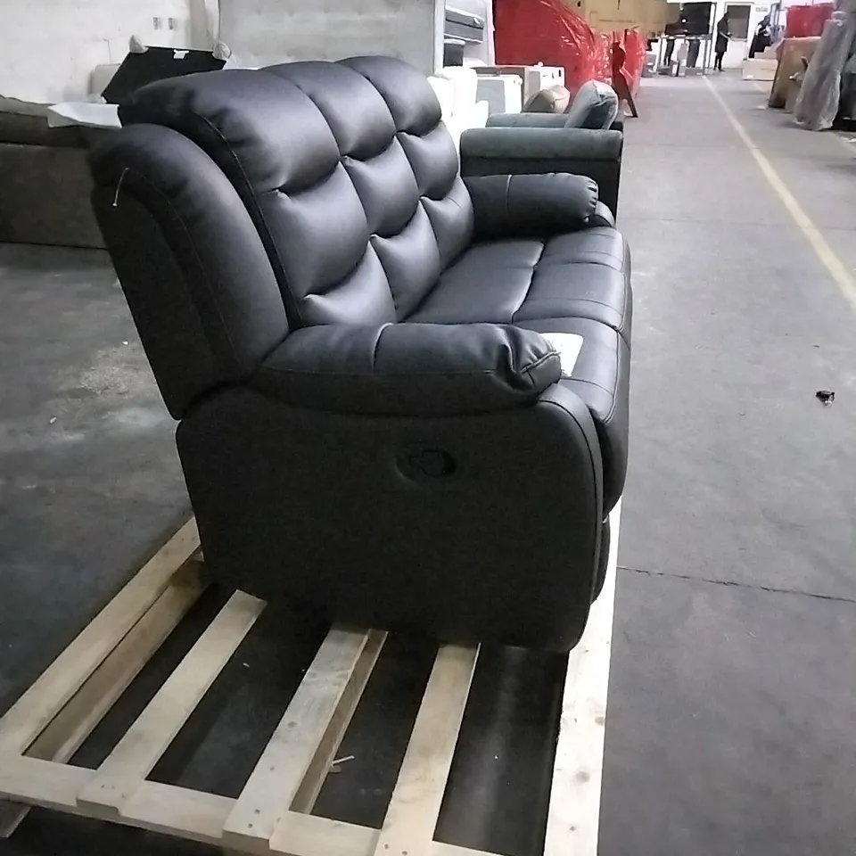 QUALITY DESIGNER ROTHBURY 3 SEATER MANUAL RECLINING BLACK SOFA