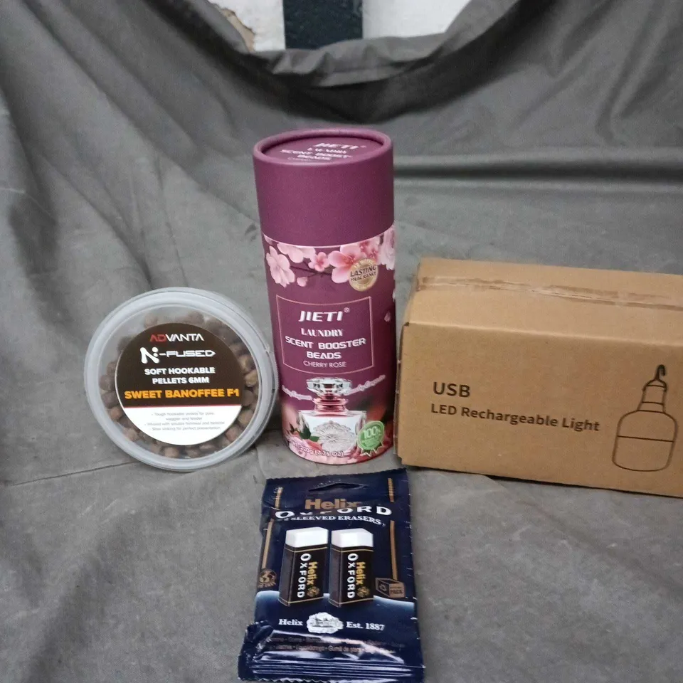 APPROXIMATELY 15 ASSORTED HOUSEHOLD ITEMS TO INCLUDE ADVANTA SOFT HOOKABLE PELLETS, SCENT BOOSTER BEADS AND HELIX ERASER