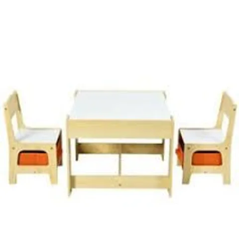 BOXED COSTWAY KIDS TABLE AND CHAIR SET WITH STORAGE BOXES - NATURAL