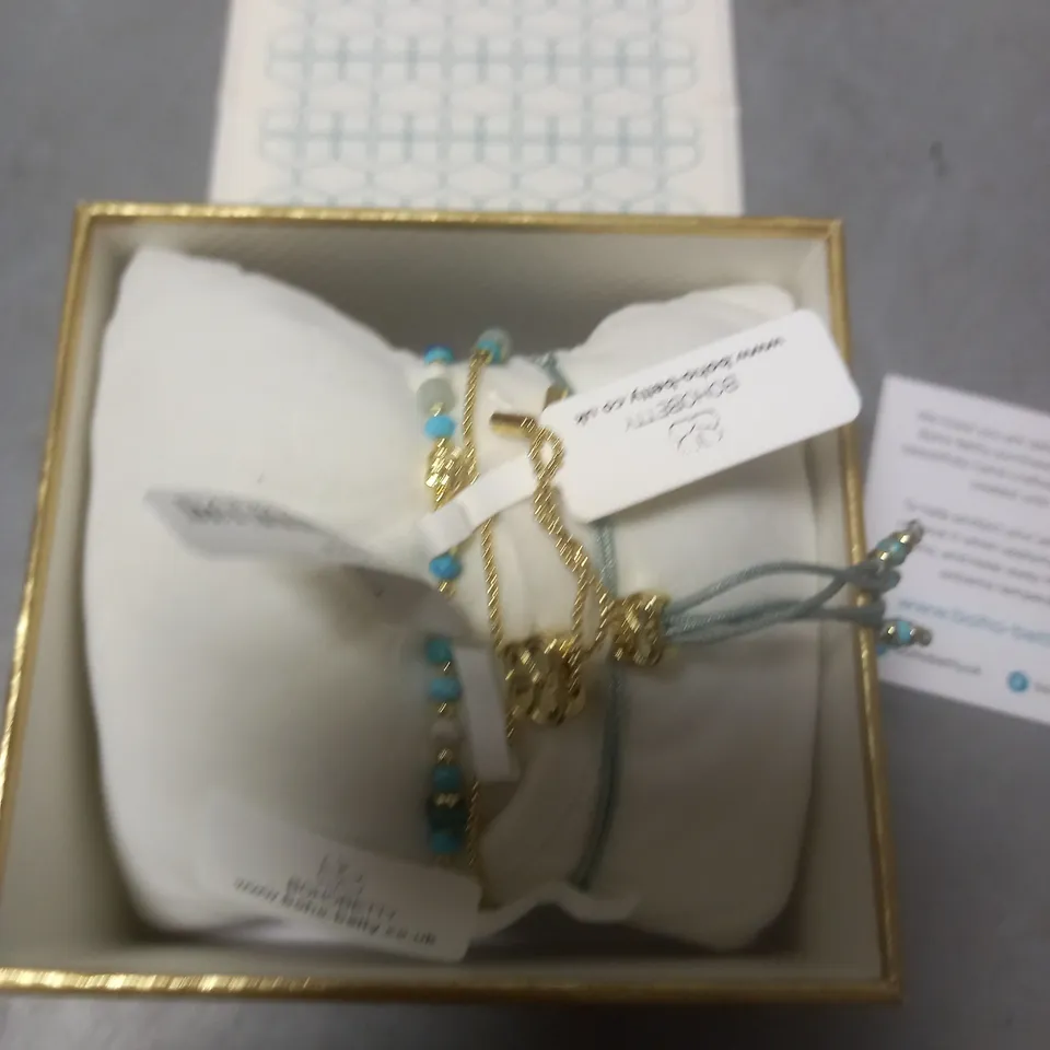 BOHO BETTY ADRIA AQUA GOLD BRACELET IN BOX