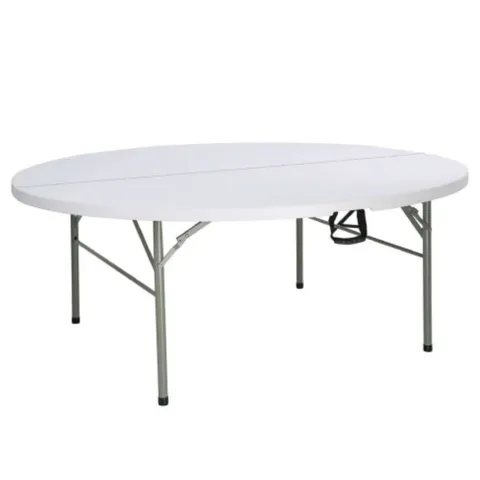 BOXED BOLERO ROUND PE CENTRE FOLDING TABLE WHITE 6FT (1 BOX)