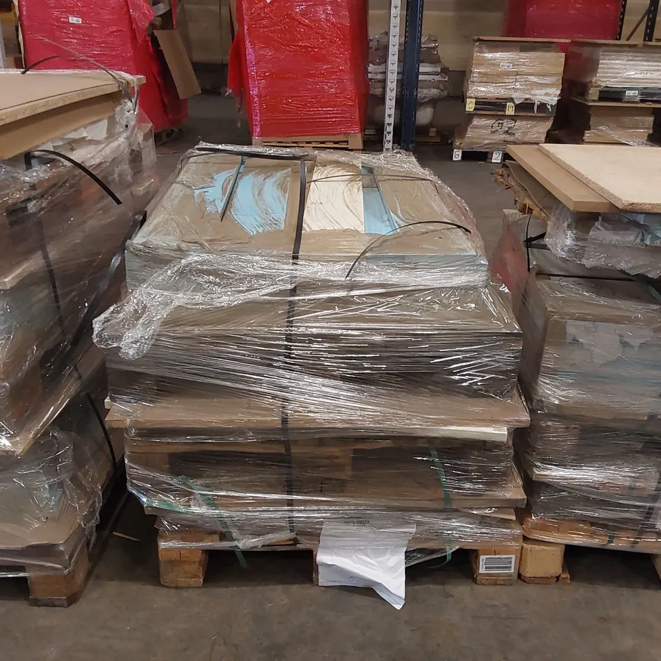 PALLET OF BRAND NEW IVORY CREAM GLOSS KITCHENS/BEDROOM REPLACEMENT CABINET DOOR/DRAWER/END PANELS IN ASSORTED SIZES TO INCLUDE;